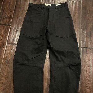 Nili Lotan Shon Black Mid-Rise Barrel-Leg Jeans, Size 24